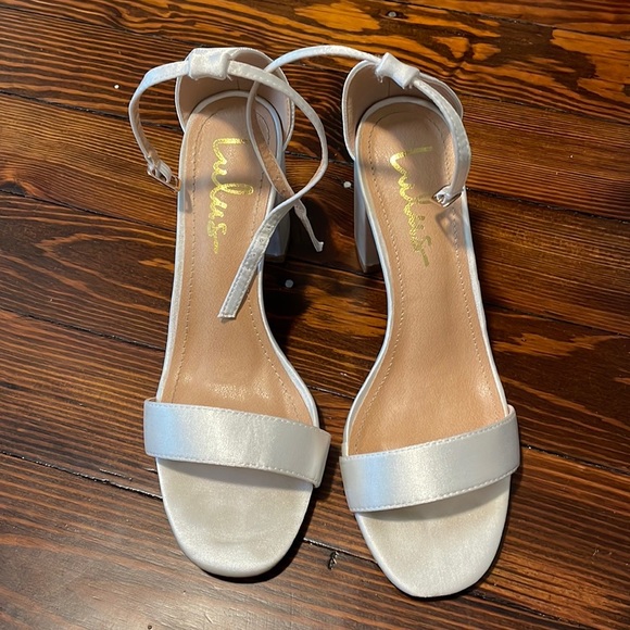 Lulus White Satin Ankle Strap Heels - Picture 4 of 6